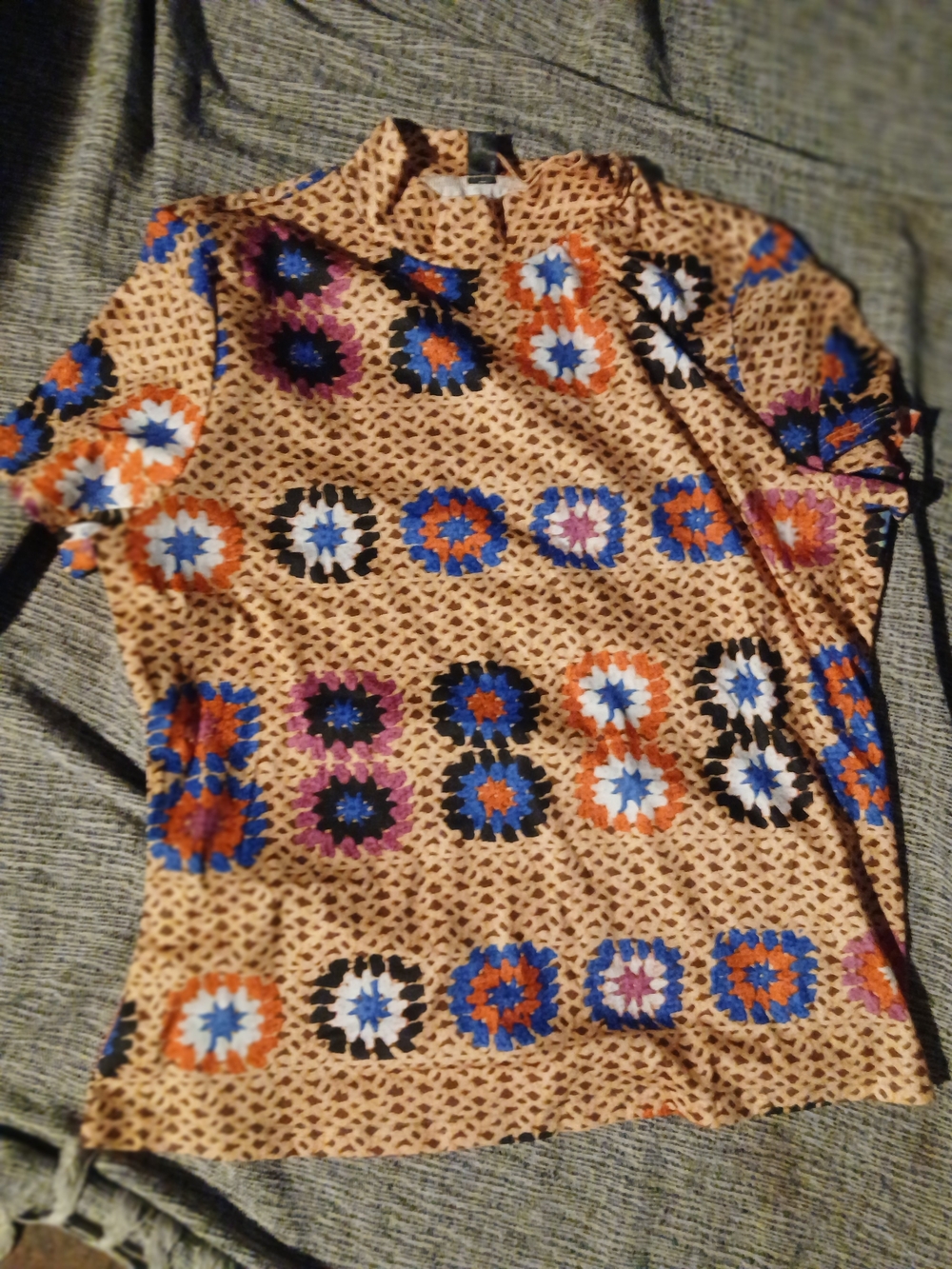 Shein Curve 1xl Crochet Floral Print Top New